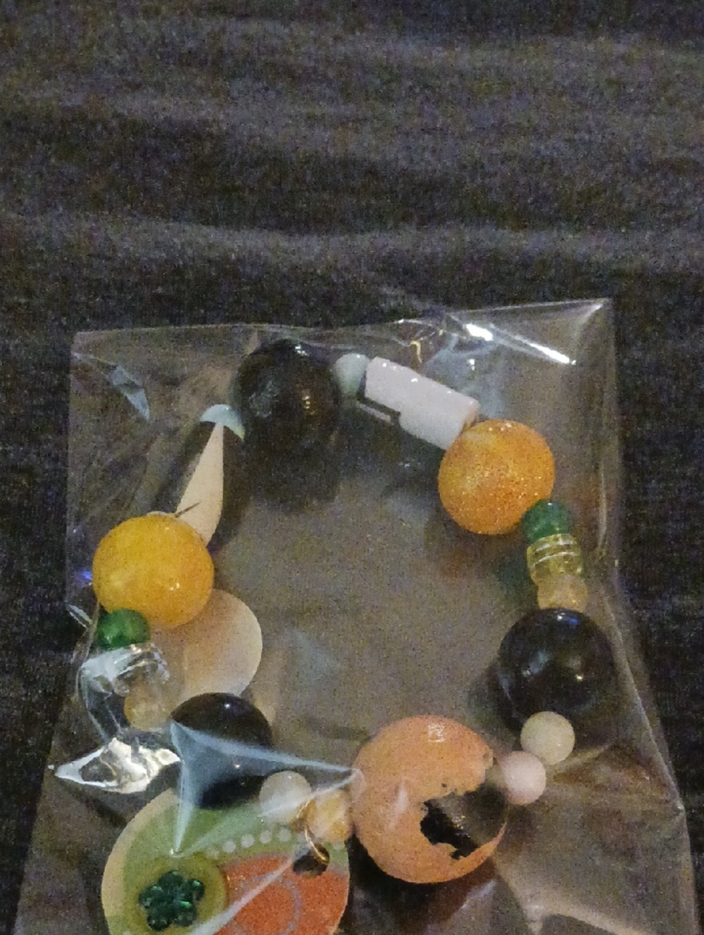 Colorful Beaded Statement Bracelet - Yellow, Black, Peach, Green